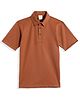 CAVIO Cotton Blend Woven Half Sleeves Solid Polo Tee - Rust Orange