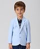 KIDS ISLAND Knit Full Sleeves Solid Blazer With Positive Text Glitter Printed Inner Tee Set - Sky Blue
