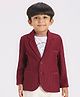KIDS ISLAND Knit Full Sleeves Ribbed Blazer With World Discover Text Printed Tee - Maroon