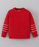 Mark & Mia Viscose Full Sleeves Pullover Sweater with Cable Knit Design - Red