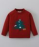 Mark & Mia Viscose Full Sleeves Pullover Sweater with Christmas Tree Design - Dark Red