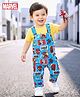 Babyhug Marvel Single Jersey Knit Dungaree & Half Sleeves Inner Tee with Spider Man Graphics - Yellow & Light Blue