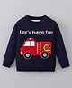 Mark & Mia Viscose Full Sleeves Pullover Sweater With Fire Brigade Design - Navy Blue
