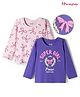 Honeyhap Premium 100% Cotton Knit Full Sleeves Tops with Bio Finish Bow & Text Print Pack of 2 - Ballerina & Liberty