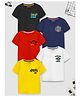 Trampoline Cotton Blend Knit Pack Of 5 Half Sleeves Dinosaur & Motor Cycles Text Printed Tees - Multi Colour