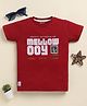 Biskid Sinker Knit Half Sleeves Mellow Ooy Text Printed Tee - Maroon