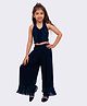 Twisha Woven Sleeveless Sequins Embellished Top & Palazzo Set - Navy Blue