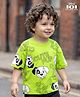 Kookie Kids Disney Single Jersey Knit Drop Shoulder Half Sleeves T-Shirt With 101 Dalmatians Graphics - Lime Green
