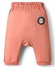 Ollypop Interlock Knit Full Length Diaper Leggings With Penguin Patch - Coral