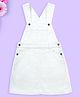 Kiddopanti Denim Woven Sleeveless Solid Pinafore Dungaree Dress - White
