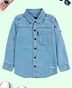 Kiddopanti Denim Woven Full Sleeves Solid Pocket Detailed Shirt - Light Blue