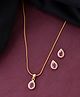 VALLEY OF JEWELLERY Gold Plated Tear Drop Shaped Ruby Red Stone Studded Chain Set - gold