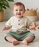 My Milestones 100% Cotton Woven Half Sleeves Solid Tee & Shorts Set - Beige & Sage