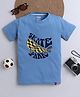 tiny toonzzz Cotton Knit Half Sleeves Skate Party Text Printed Tee - Light Blue