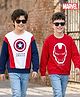 HoneyHap Marvel Terry Knit Full Sleeves Sweatshirts with Avengers Graphics Pack of 2 - Red & White