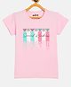 Fort Divine Cotton Lycra Knit Half Sleeves Hearts Printed Tee - Pink