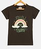 Fort Divine Cotton Lycra Knit Half Sleeves Follow Your Dreams Text Printed Tee - Olive