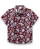 JusCubs Cotton Woven Half Sleeves Leaves Printed Shirt - Maroon