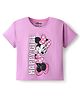 Kookie Kids Disney Single Jersey Knit Half Drop Shoulder Sleeves T-Shirt with Minnie Mouse Graphics - Lavender