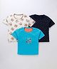 Kidi Wav Cotton Pack Of 3 Half Sleeves Striped & Polka Dots Printed Tees - Multi Colour