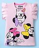 Kookie Kids Disney Single Jersey Knit Frill Sleeves T-Shirt with Minnie Mouse Print - Pink