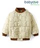 Babyoye Woven Full Sleeves Teddy Bear Quilted Jacket - White