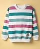 Doreme Terry Knit Full Sleeves Sweatshirt with Stripes - White