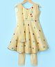 Enfance Sleeveless Flower Embroidered Kurta & Pant With Dupatta Set - Cream