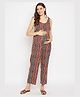 Mine4Nine Rayon Woven Sleeveless Abstract Striped Maternity Jumpsuit - Red