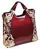 SYGA Women's Elegant Polyester Tote Bag Beaded Vertical Square Shoulder Handbag with Zipper Closure (Wine Red)