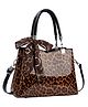 SYGA Women Leopard Print Large Capacity Handbag | Shoulder Bag with Zipper Closure (Dark Brown)