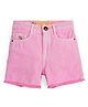 Knit N Knot Denim Woven Frayed Shorts - Pink