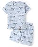 Funkrafts Premium Cotton Knitted Half Sleeves Be Cool Text Printed Coordinating Tee & Shorts Set - Blue