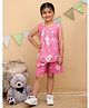 Superminis Cotton Woven Sleeveless Ikat Printed Coordinating Top & Shorts Set - Dark Pink