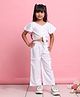 Saka Designs By Sapna Woven Half Sleeves Textured Tie Up Top & Coordinating Relaxed Fit Trousers Set - White