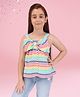 Cutecumber Cotton Woven Sleeveless Striped & Bow Applique Detailed Top - Multi Colour