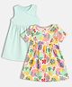 MINI KLUB Cotton Knit Pack Of 2 Half Sleeves Checked & Floral Printed Dresses - Blue & Pink