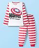 Kookie Kids Marvel Single Jersey Knit Full Sleeves Night Suit with Avengers Graphic - Red & White