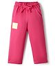 Olio Kids Cotton Knit Full Length Lounge Pant With Text Patch - Fuchsia