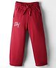 Olio Kids Cotton Knit Full Length Lounge Pant With Text Print - Maroon