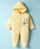 Child World Fleece Knit Full Sleeves Hooded Sleep Suit with Animal Applique - Yellow