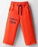 Olio Kids Sinker Knit Full Length Track Pant With Text Print - Dark Orange