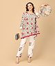 The Mom Store Cotton Knit Three Fourth Sleeves Floral Swirl Printed Maternity Kurta With Nursing Access & Coordinating Pant - Multi Colour