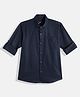 Charchit Cotton Woven Full Sleeves Solid Shirt - Navy