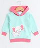 BUMZEE Looper Knit Full Sleeves Elephant Printed Hooded Sweatshirt - Mint Green & Pink