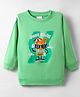 BUMZEE Looper Knit Full Sleeves Cartoon Printed Sweatshirt - Light Green