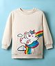 BUMZEE Looper Knit Full Sleeves Cartoon Printed Sweatshirt - Cream