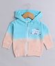 BUMZEE Looper Knit Full Sleeves Baby Elephant Printed Hooded Sweatjacket - Blue & Peach