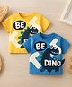 Googo Gaaga Cotton Knit Pack Of 2 Half Sleeves Baby Dinosaurs Printed Tees - Blue & Yellow