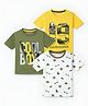 Googo Gaaga Cotton Knit Pack Of 3 Half Sleeves Skate Board & Typography Printed Tees - Yellow Greeen & White